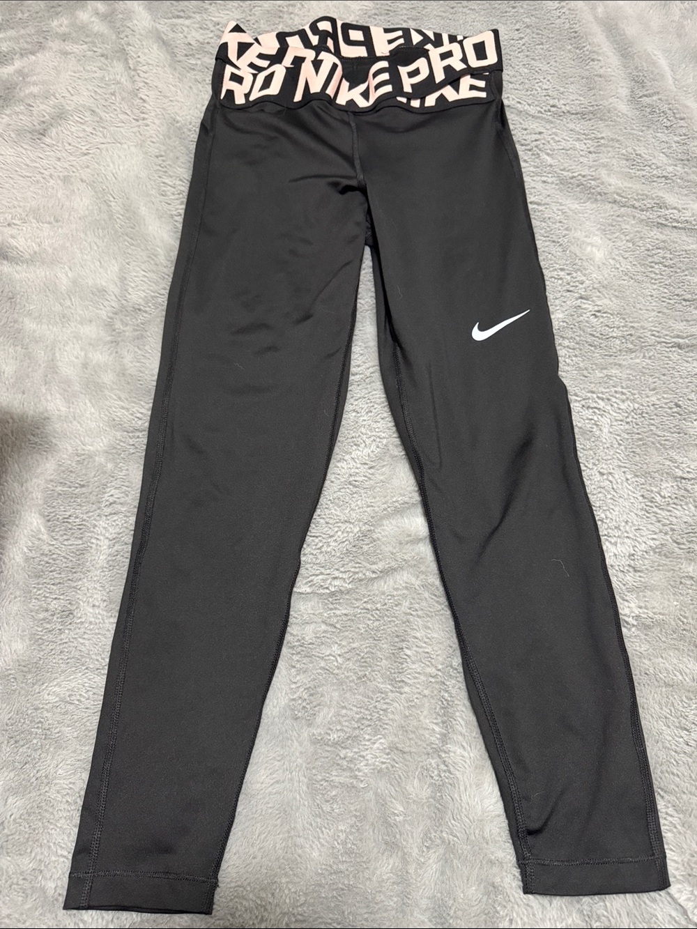 Nike Pro Dri-fit Black Leggings with Pink Logo Waistband